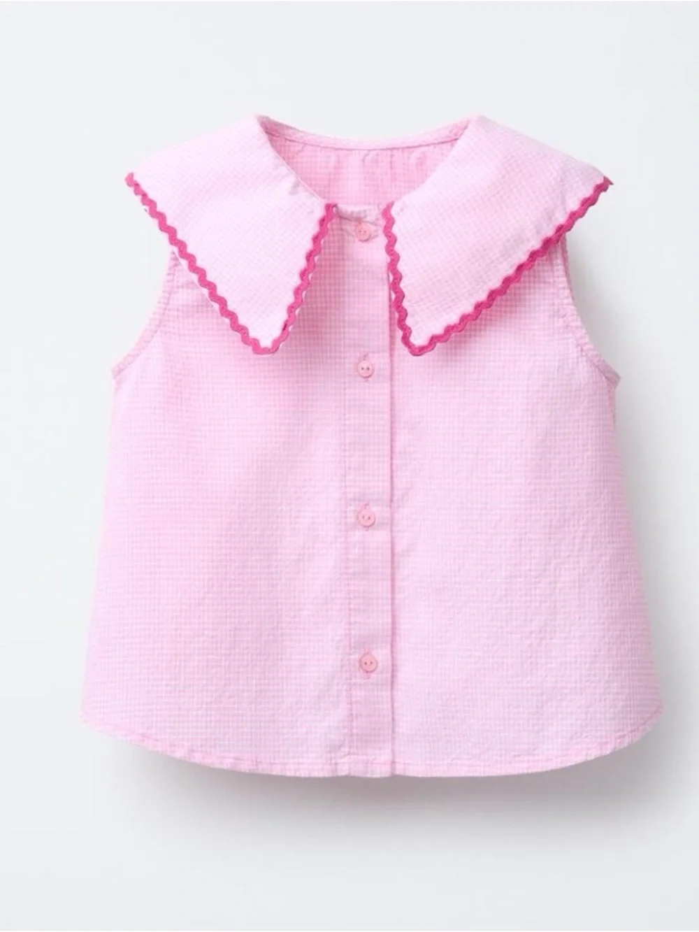 Zara Girls’ Pink Sleeveless Top with Peter Pan Collar Size 4Y